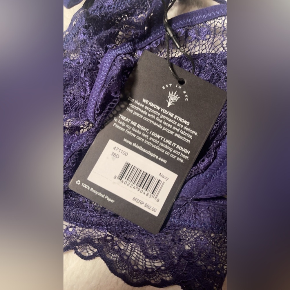 Thistle And Spire Cutout Lace Underwire Bra Navy NWT - Picture 7 of 8
